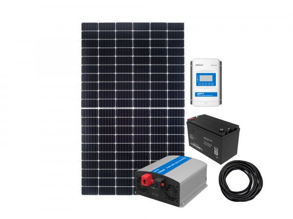 Offgrid Komplettpaket: 375Wp Solar, 1000W AC Leistung, 101Ah AGM Akku