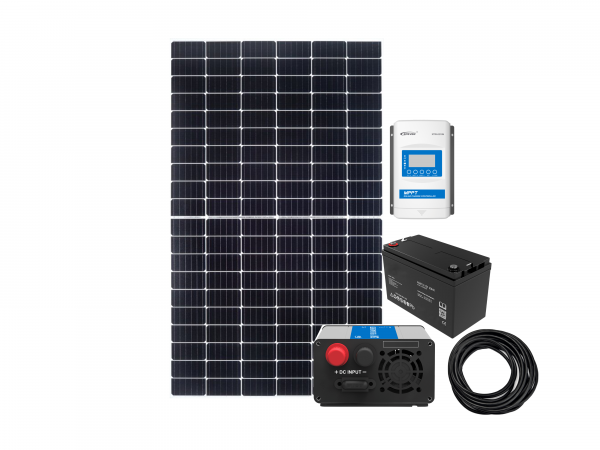 Offgrid Komplettpaket: 375Wp Solar, 500W AC Leistung, 101Ah AGM Akku