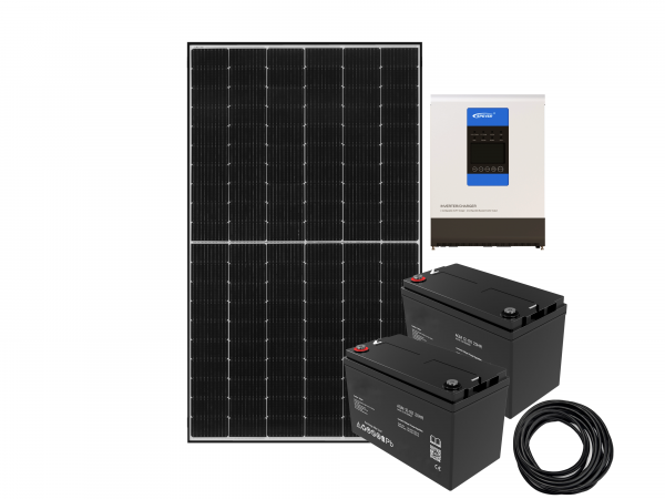 Offgrid Komplettpaket: 375Wp Solar, 1500W AC Leistung, 2x101Ah AGM Akku